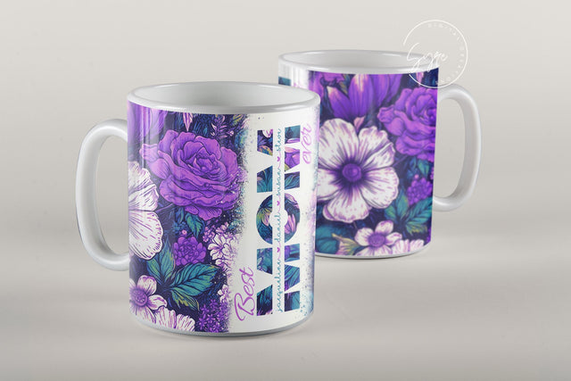 Mother's Day Mug Wrap Design, Add Kids Names, Floral Mug Wrap, Mug For Mom, Gift for Mother, 11 & 15 Oz Mug Cricut Press Sublimation Sublimation Syre Digital Creations 