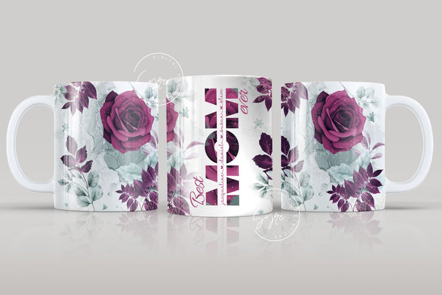 Mother's Day Mug Wrap Design, Add Kids Names, Red Gold Floral Mug, Mug For Mom, Gift for Mother, 11 & 15 Oz Mug Cricut Press Sublimation Sublimation Syre Digital Creations 