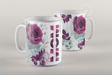 Mother's Day Mug Wrap Design, Add Kids Names, Red Gold Floral Mug, Mug For Mom, Gift for Mother, 11 & 15 Oz Mug Cricut Press Sublimation Sublimation Syre Digital Creations 