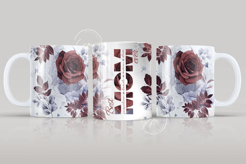 Mother's Day Mug Wrap Design, Add Kids Names, Red Gold Floral Mug, Mug For Mom, Gift for Mother, 11 & 15 Oz Mug Cricut Press Sublimation Sublimation Syre Digital Creations 