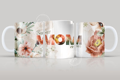 Mother's Day Mug Wrap Design, Best Mom Ever, Orange Floral Mug, Mug For Mom, Gift for Mother, 11 & 15 Oz Mug Cricut Press Sublimation Sublimation Syre Digital Creations 