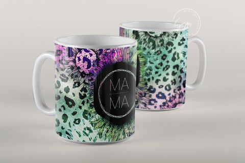 Mother's Day Mug Wrap Design, Mama Mug Design, Rainbow Leopard Glitter Print, Gift for Mother, Cheetah, 11 & 15 Oz Mug Cricut Sublimation Sublimation Syre Digital Creations 