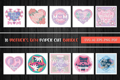 Mothers Day Paper Cut Bundle - 3D Layered Paper Cut SVG SVG Slim Studio 