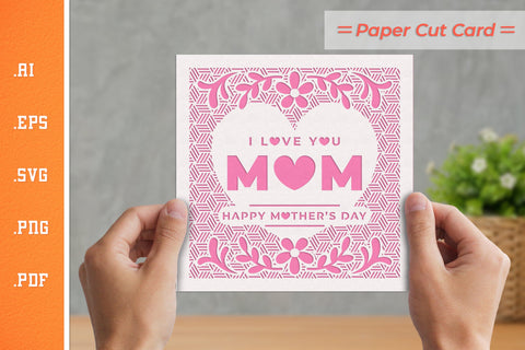 Mother's Day Paper Cut Card SVG 4 SVG Slim Studio 