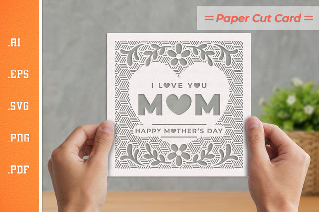 Mother's Day Paper Cut Card SVG 4 SVG Slim Studio 