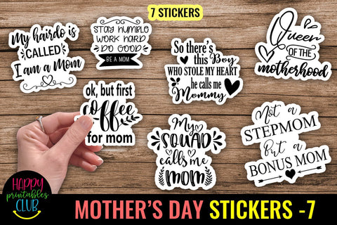 Mothers Day Printable Stickers Bundle- Stickers Mothers Day SVG Happy Printables Club 