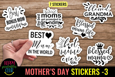 Mothers Day Printable Stickers Vol 3- Mothers Day Stickers SVG Happy Printables Club 