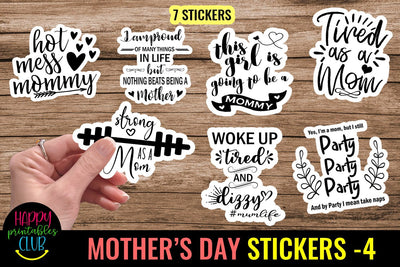Mothers Day Printable Stickers Vol 4- Mothers Day Stickers SVG Happy Printables Club 