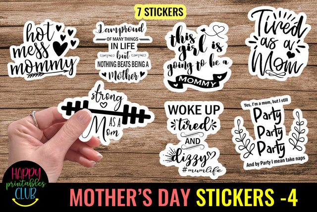 Mothers Day Printable Stickers Vol 4- Mothers Day Stickers SVG Happy Printables Club 