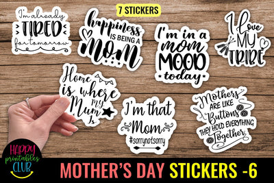 Mothers Day Printable Stickers Vol 6- Mothers Day Stickers SVG Happy Printables Club 