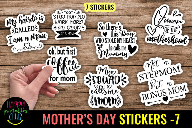 Mothers Day Printable Stickers Vol 7- Mothers Day Stickers SVG Happy Printables Club 