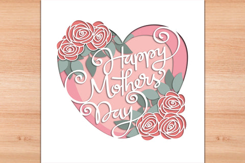 Mothers Day Roses 3D Layered Paper Cut SVG SVG Slim Studio 