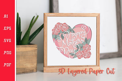 Mothers Day Roses 3D Layered Paper Cut SVG SVG Slim Studio 