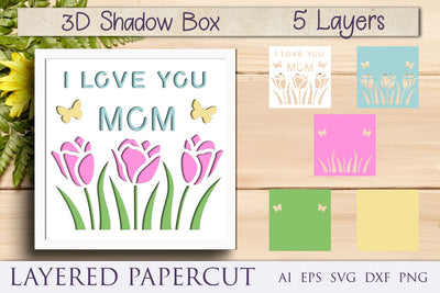 Mothers day shadow box svg, Mom 3d layered paper cut 3D Paper AnastasiyaArtDesign 