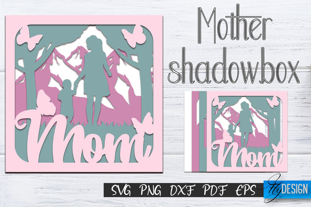 Mother's Day Shadow Box SVG, Mom SVG, 3D Layered SVG, Layered SVG Design, 3D SVG, 3d Layered Cut File, Multilayered SVG. Paper Cut Crafting Design v.2 SVG Fly Design 