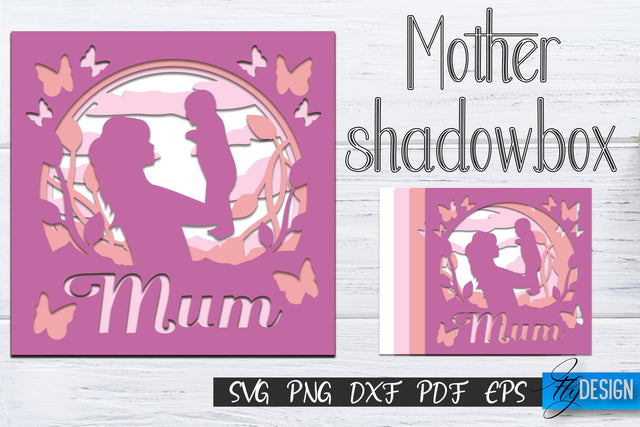 Mother's Day Shadow Box SVG, Mom SVG, 3D Layered SVG, Layered SVG Design, 3D SVG, 3d Layered Cut File, Multilayered SVG. Paper Cut Crafting Design v.3 SVG Fly Design 