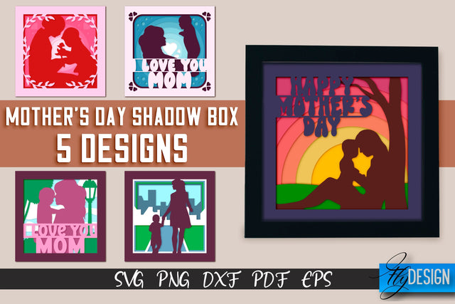 Mother’s Day Shadowbox SVG | Paper Cut Files | Paper Mom SVG Design SVG Fly Design 