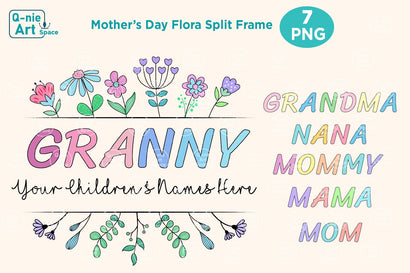 Mother's Day Split Frame with Flora Sublimation Q-nie Art Space 