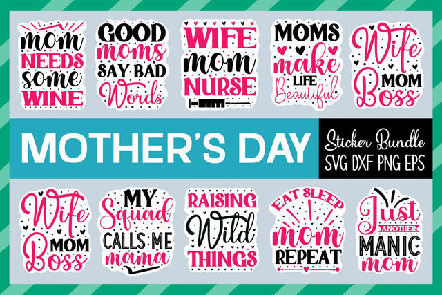 Mother's Day Sticker Bundle Sublimation designmaster24 