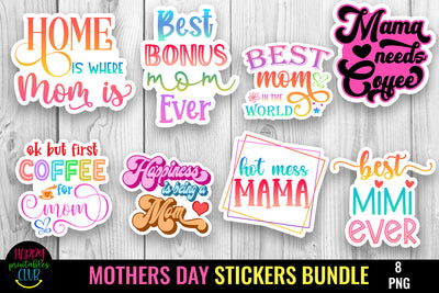 Mother's Day Stickers Bundle I Mom Stickers Bundle SVG Happy Printables Club 