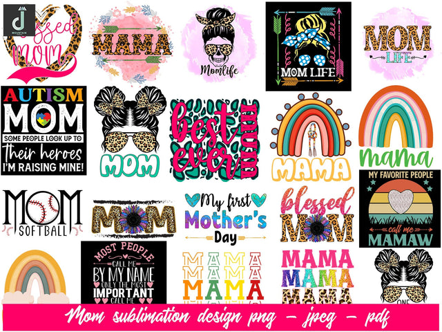 Mother's Day Sublimation Bundle Design, Mom Bundle PNG, Mother's Day png Sublimation Alihossainbd 