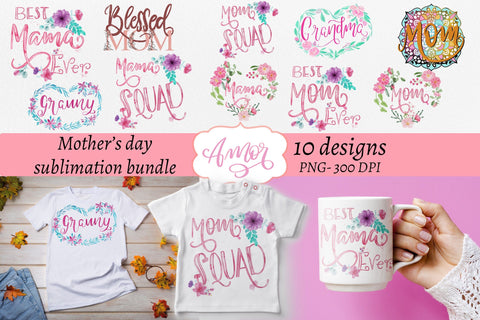 Mothers day sublimation designs Bundle Sublimation Amorclipart 