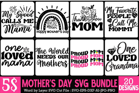 Mother's Day SVG Bundle ,Happy Mother's Day SVG Cut File,Cool Mama SVG Cut File, Cool Mama SVG Quotes , Mother'sd Day SVG Cut File, Happy Mother Day SVG Quotes, Mother's Day Sublimation SVG BlackCatsMedia 