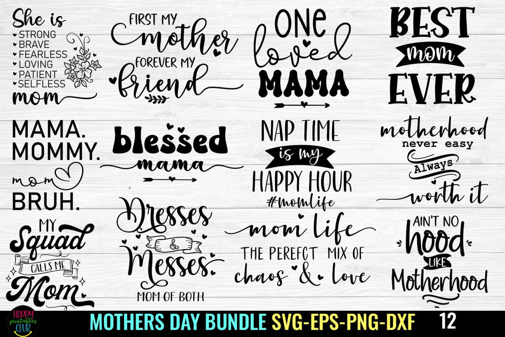 Mothers Day SVG Bundle I Mom Quotes SVG Bundle I Cut Files - So Fontsy