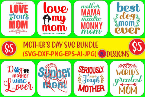 Mother's Day SVG Bundle, Mom Shirt svg, Mother's Day Gift, Mom Life, Blessed Mama, Hand Lettered Mom quotes, Cut Files for Cricut,Silhouette SVG Blessedprint 