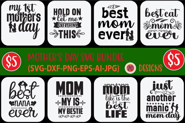 Mother's Day SVG Bundle, Mom Shirt svg, Mother's Day Gift, Mom Life, Blessed Mama, Hand Lettered Mom quotes, Cut Files for Cricut,Silhouette SVG Blessedprint 