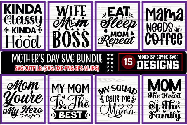 Mother's Day SVG Bundle, Mom Shirt svg, Mother's Day Gift, Mom Life, Blessed Mama, Hand Lettered Mom quotes, Cut Files for Cricut,Silhouette SVG Blessedprint 