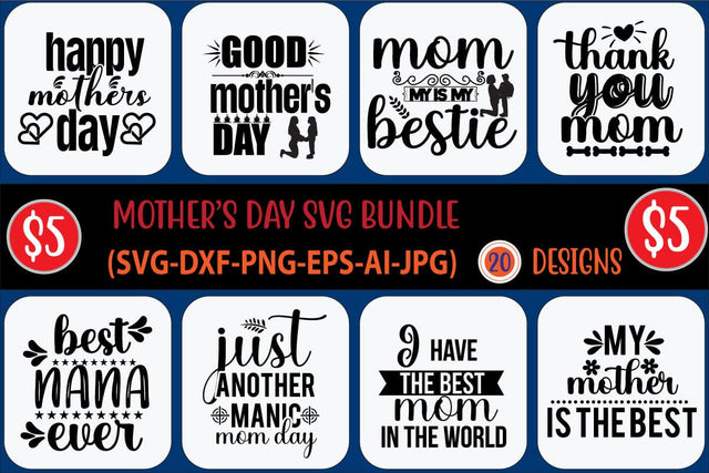 Mother's Day SVG Bundle, Mom Shirt svg, Mother's Day Gift, Mom Life, Blessed Mama, Hand Lettered Mom quotes, Cut Files for Cricut,Silhouette SVG Blessedprint 
