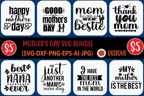 Mother's Day SVG Bundle, Mom Shirt svg, Mother's Day Gift, Mom Life, Blessed Mama, Hand Lettered Mom quotes, Cut Files for Cricut,Silhouette SVG Blessedprint 
