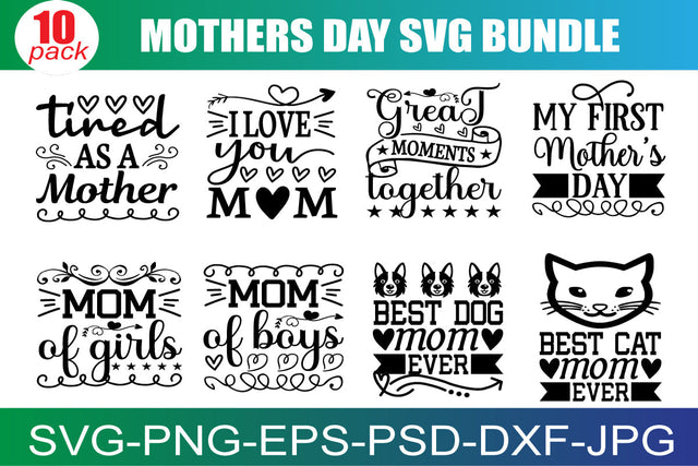 Mother's Day SVG Bundle, Mom Shirt svg, Mother's Day Gift, Mom Life, Blessed Mama, Hand Lettered Mom quotes, Cut Files for Cricut,Silhouette SVG buydesign 
