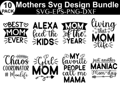 Mother's Day SVG Bundle, Mom Shirt svg, Mother's Day Gift, Mom Life, Blessed Mama, Hand Lettered Mom quotes, Cut Files for Cricut,Silhouette SVG buydesign 