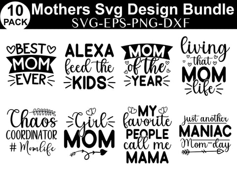 Mother's Day SVG Bundle, Mom Shirt svg, Mother's Day Gift, Mom Life, Blessed Mama, Hand Lettered Mom quotes, Cut Files for Cricut,Silhouette SVG buydesign 