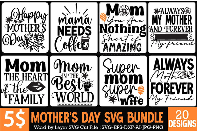 Mother's Day SVG Bundle , Mother's Day SVG Sublimation Bundle, Mother's Day Sticker SVG Bundle Sticker SVG SVGs,Quotes and Sayings,Food & Drink,On Sale, Print & Cut SVG BlackCatsMedia 