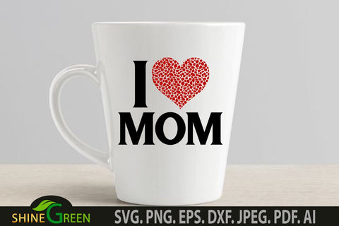 Mothers Day SVG - I Love MOM Animal Print Heart SVG SVG Shine Green Art 