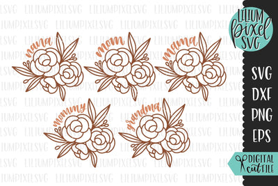 Mothers Day SVG, Mom Flower Bouquet Mini Bundle SVG Lilium Pixel SVG 