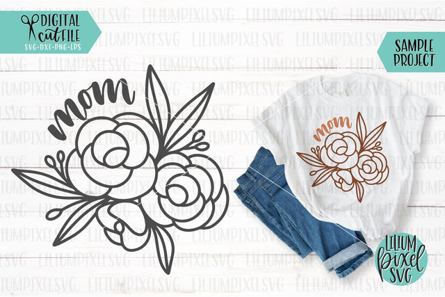 Mothers Day SVG , Mom Flower Bouquet SVG Lilium Pixel SVG 