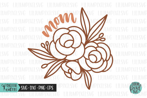Mothers Day SVG , Mom Flower Bouquet SVG Lilium Pixel SVG 