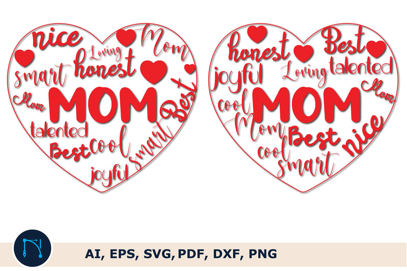mothers day SVG | Mom heart Word Art svg SVG MD JOYNAL ABDIN 