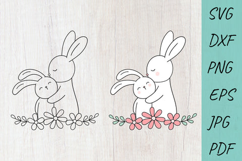 Mothers day SVG, Mom life SVG, Cute Rabbit SVG, Flower SVG SVG Irina Ostapenko 