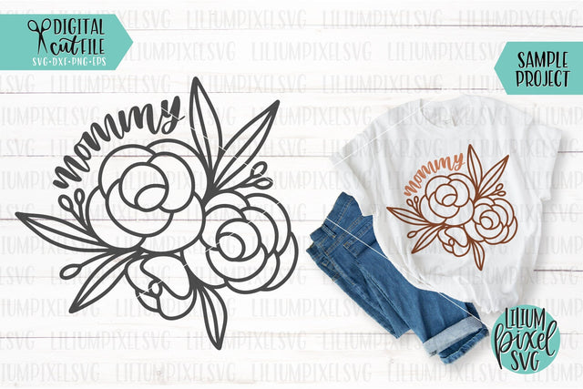 Mothers Day SVG, Mommy Flower Bouquet SVG Lilium Pixel SVG 