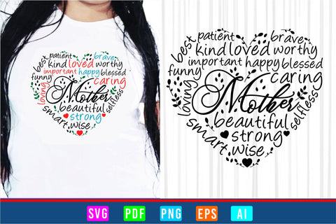 Mothers Day SVG, Mothers Day Sublimation Designs, Mom Quotes Typography With Love Heart Shape, Mothers Day T shirt Design SVG D2PUTRI, SVG BUNDLE, SUBLIMATION BUNDLE, T SHIRT DESIGNS BUNDLE 