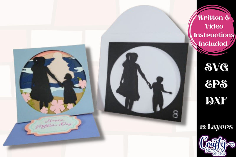 Mother's Day Svg Shadow Box Easel Card, 3D Layered Summer SVG Crafty Mama Studios 