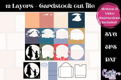 Mother's Day Svg Shadow Box Easel Card, 3D Layered Summer SVG Crafty Mama Studios 