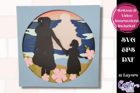 Mother's Day Svg Shadow Box Easel Card, 3D Layered Summer SVG Crafty Mama Studios 