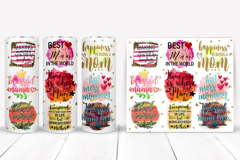 Mothers Day Tumbler Sublimation PNG I Mom Tumbler Wrap PNG Sublimation Happy Printables Club 
