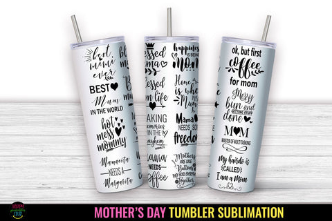 Mothers Day Tumbler Sublimation PNG I Mom Tumbler Wrap PNG Sublimation Happy Printables Club 